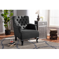 Baxton Studio 1811-Grey-CC Belan Classic and Traditional Gray Fabric Upholstered Button Tufted Armchair